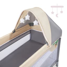 Moby-System Travel Cot Huxley Baby Playpen with Changing Table 2 Levels with Mosquito Net Canopy Foldable 0-36m