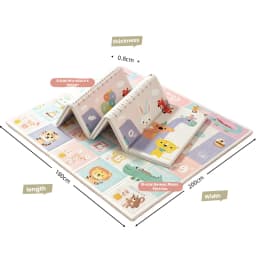 Reversible Foldable Baby Crawling Mat, Cute Animal Cartoon Kids Play Mat, Non-Toxic XPE Floor Mat for Toddlers