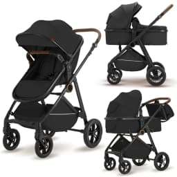 2 in 1 Baby Stroller, High Landscape Infant Stroller Pram Foldable Pushchair with Adjustable Canopy,Mom Bags