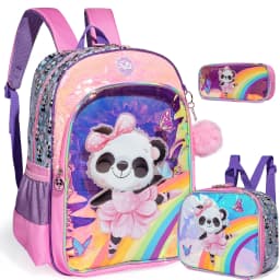 Backpack for Girls 16" Backpacks for Girls for School Sequin Backpack with Lunch Box for Elementary Students