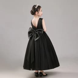 Girls' Premium Princess Dress with Oversized Bow – Full Tulle Flower Girl & Recital Gown for Piano Performances