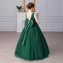 Girls' Premium Princess Dress with Oversized Bow – Full Tulle Flower Girl & Recital Gown for Piano Performances