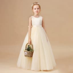 Girls' Premium Princess Dress with Oversized Bow – Full Tulle Flower Girl & Recital Gown for Piano Performances