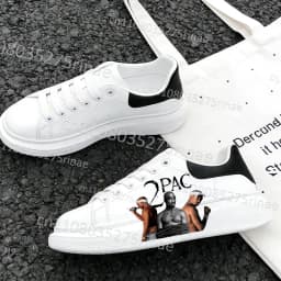 New Tupac Adult Shoes Man Woman Cool 2Pac Print Lightweight Sports Shoes Simple Lace Up White Selection Casual Shoes Gift
