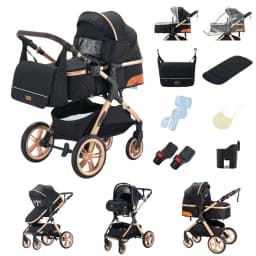2026 3 in 1 Elevated View Baby Stroller Travel System with Bassinet Multi‑Position Recline Easy‑Folding Infant Stroller for Newborn