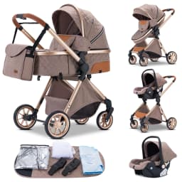 2026 3 in 1 Elevated View Baby Stroller Travel System with Bassinet Multi‑Position Recline Easy‑Folding Infant Stroller for Newborn