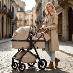 High Landscape Baby Stroller 2-in-1 Convertible Pram Infant Carriage Shock Absorbing Wheels Adjustable Handle Sturdy Durable