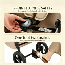 High Landscape Baby Stroller 2-in-1 Convertible Pram Infant Carriage Shock Absorbing Wheels Adjustable Handle Sturdy Durable