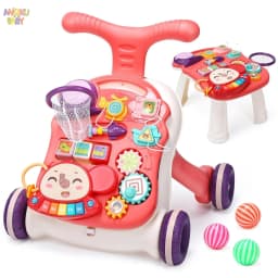3 in 1 Baby Walker with Music Panel Adjustable Height Push Walker for Babies Multifunctional Children's Walker for Infants 6-36 Months Cute Elephant Baby Push Toy with Non-Slip Handle & Weighted Water Tank Design