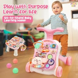 3 in 1 Baby Walker with Music Panel Adjustable Height Push Walker for Babies Multifunctional Children's Walker for Infants 6-36 Months Cute Elephant Baby Push Toy with Non-Slip Handle & Weighted Water Tank Design