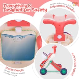 3 in 1 Baby Walker with Music Panel Adjustable Height Push Walker for Babies Multifunctional Children's Walker for Infants 6-36 Months Cute Elephant Baby Push Toy with Non-Slip Handle & Weighted Water Tank Design