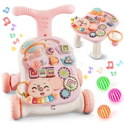 3 in 1 Baby Walker with Music Panel Adjustable Height Push Walker for Babies Multifunctional Children's Walker for Infants 6-36 Months Cute Elephant Baby Push Toy with Non-Slip Handle & Weighted Water Tank Design