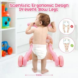 3 in 1 Baby Walker with Music Panel Adjustable Height Push Walker for Babies Multifunctional Children's Walker for Infants 6-36 Months Cute Elephant Baby Push Toy with Non-Slip Handle & Weighted Water Tank Design