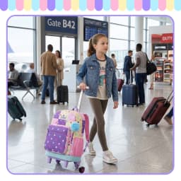 Rolling Backpack for Girls,Backpack with Wheels for Kids 8–12,Lightweight Wheeled School Backpack with Lunch Box,Cute Bookbag fo