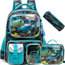 Boys Backpack Set with Lunch Box, School Travel Bookbag for Preschool & Elementary Kids Ages 8-10