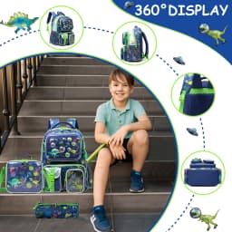 Boys Backpack Set with Lunch Box, School Travel Bookbag for Preschool & Elementary Kids Ages 8-10