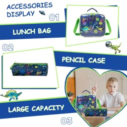 Boys Backpack Set with Lunch Box, School Travel Bookbag for Preschool & Elementary Kids Ages 8-10