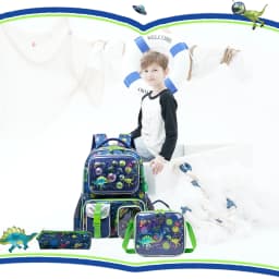 Boys Backpack Set with Lunch Box, School Travel Bookbag for Preschool & Elementary Kids Ages 8-10