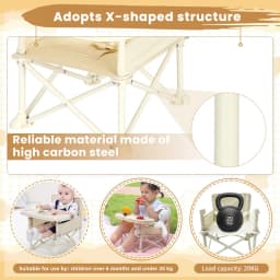 Folding Baby High Chair Portable Toddler Feeding Chair with Removable Tray & Safety Harness, Lightweight Compact Travel High Chair for Indoor Outdoor Use