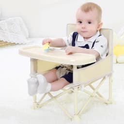 Folding Baby High Chair Portable Toddler Feeding Chair with Removable Tray & Safety Harness, Lightweight Compact Travel High Chair for Indoor Outdoor Use