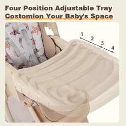Multi-Functional Baby High Chair with Adjustable Eating Tray, Convertible Infant Feeding Booster Seat, Pyramid Stable Frame with Omnidirectional Brake Wheels, Breathable Padded Cushion for Toddlers