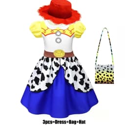 Kids Girls Cosplay Costume for Western Cowgirl Dress for Halloween Birthday Theme Party Outfit Cowboy Hat Scarf Sets