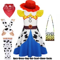 Kids Girls Cosplay Costume for Western Cowgirl Dress for Halloween Birthday Theme Party Outfit Cowboy Hat Scarf Sets
