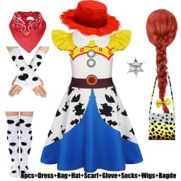 Kids Girls Cosplay Costume for Western Cowgirl Dress for Halloween Birthday Theme Party Outfit Cowboy Hat Scarf Sets