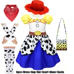 Kids Girls Cosplay Costume for Western Cowgirl Dress for Halloween Birthday Theme Party Outfit Cowboy Hat Scarf Sets