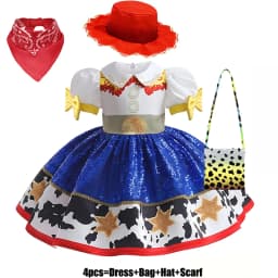 Kids Girls Cosplay Costume for Western Cowgirl Dress for Halloween Birthday Theme Party Outfit Cowboy Hat Scarf Sets