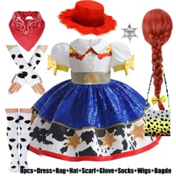 Kids Girls Cosplay Costume for Western Cowgirl Dress for Halloween Birthday Theme Party Outfit Cowboy Hat Scarf Sets