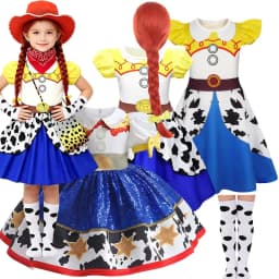 Kids Girls Cosplay Costume for Western Cowgirl Dress for Halloween Birthday Theme Party Outfit Cowboy Hat Scarf Sets