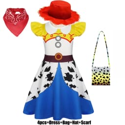 Kids Girls Cosplay Costume for Western Cowgirl Dress for Halloween Birthday Theme Party Outfit Cowboy Hat Scarf Sets