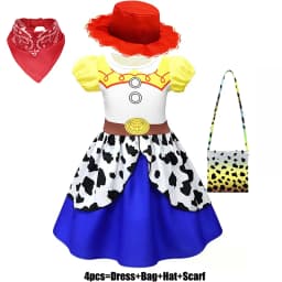 Kids Girls Cosplay Costume for Western Cowgirl Dress for Halloween Birthday Theme Party Outfit Cowboy Hat Scarf Sets