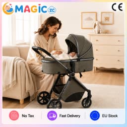 High Landscape Baby Stroller 3 in 1 Travel System with Infant Car Seat Reversible Newborn Pram Foldable Pushchair Bassinet for 0 to 36 Months One Hand Fold Adjustable Backrest Five Point Harness Large Storage Basket