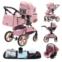 All-in-One 3 IN 1 High Landscape Four-Wheel Baby Stroller Foldable Shock Absorption Infant Pram Complete With Custom Supporting Mosquito Net Multi-Angle Reclining Seat Suitable For Newborns And Toddlers