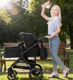 3‑in‑1 Foldable High‑View Baby Stroller Combo with Infant Car Seat, Light‑Weight Aluminum Frame Portable Newborn Carriage, Breathable Summer‑Friendly Baby Pushchair