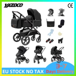 3 In 1 Premium Baby Stroller Set, Soft Sweat-Proof Ventilated Seat Mat, One Step Fast Fold Space Saving Construction, Extra Large Under-Seat Storage Basket, Heavy Duty Shock Absorbing Wheels, High View Infant Pushchair