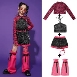 K-pop Y2K Jazz Street Dance Costume Girls Kids Stage Performance Modeling Runway Clothes Tide Shiny Cool Clothes for Children