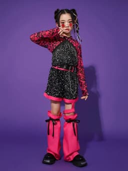 K-pop Y2K Jazz Street Dance Costume Girls Kids Stage Performance Modeling Runway Clothes Tide Shiny Cool Clothes for Children