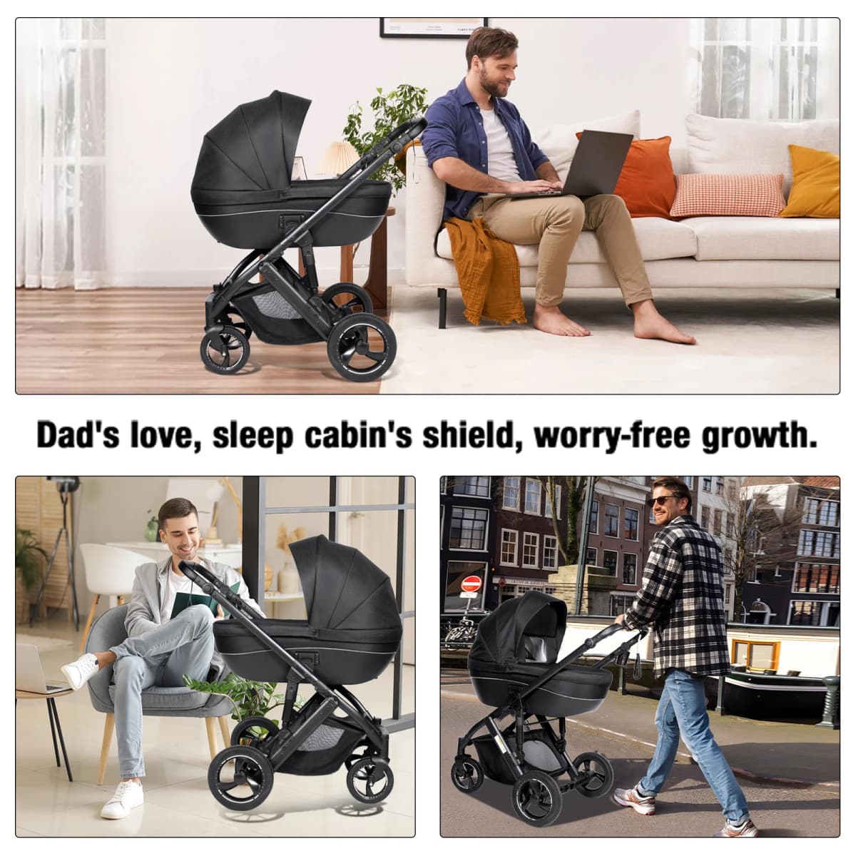 Luxury Baby Stroller Baby Car 3 in 1 Stroller High Quality Lightweight Portable Travel Pram