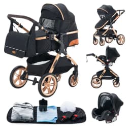 Top Grade All-in-one 3 IN 1 Portable Foldable Baby Travel Carriage Complete Set Containing EU Standard Approved Infant Safety Seat, Multifunctional Combination Design For All Daily Baby Travel Needs With Free Shipping