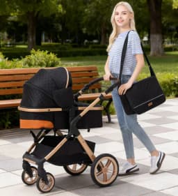 Top Grade All-in-one 3 IN 1 Portable Foldable Baby Travel Carriage Complete Set Containing EU Standard Approved Infant Safety Seat, Multifunctional Combination Design For All Daily Baby Travel Needs With Free Shipping