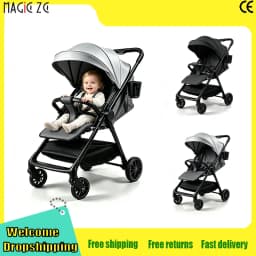 Lightweight Baby Stroller 2-in-1 can Sit and Lie Down Baby Pram Infant and Toddler Supplies Foldable Baby Pushchair with Universal Wheels Portable Baby Buggy One-button Folding Cost-effective Baby Carriage