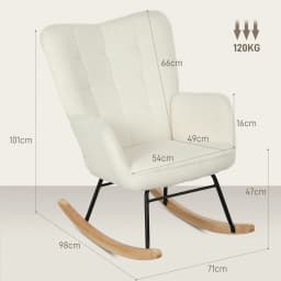 HOMCOM Fauteuil à bascule rocking chair revêtement effet laine bouclée, structure en acier 71 x 98 x 101 cm blanc