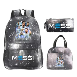 Funny Football Star Backpack For Student Girls 3Pc Schoolbag Lunch Bag Pencil Case 3Pcs/set Bagpack Outdoor Travel Knapsack