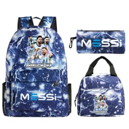 Funny Football Star Backpack For Student Girls 3Pc Schoolbag Lunch Bag Pencil Case 3Pcs/set Bagpack Outdoor Travel Knapsack