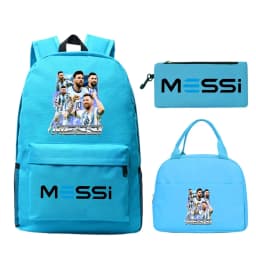 Funny Football Star Backpack For Student Girls 3Pc Schoolbag Lunch Bag Pencil Case 3Pcs/set Bagpack Outdoor Travel Knapsack