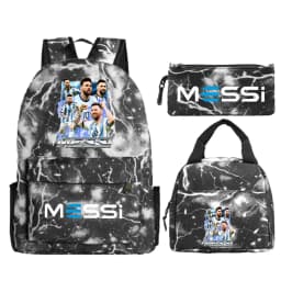 Funny Football Star Backpack For Student Girls 3Pc Schoolbag Lunch Bag Pencil Case 3Pcs/set Bagpack Outdoor Travel Knapsack