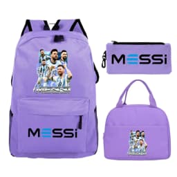 Funny Football Star Backpack For Student Girls 3Pc Schoolbag Lunch Bag Pencil Case 3Pcs/set Bagpack Outdoor Travel Knapsack